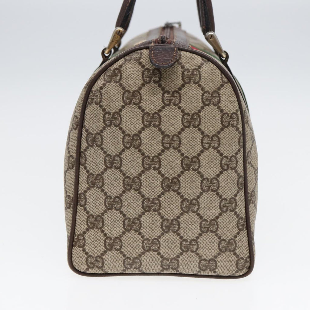 GUCCI GG Supreme Web Sherry Line Boston Bag PVC Beige Red 012 3842 78291