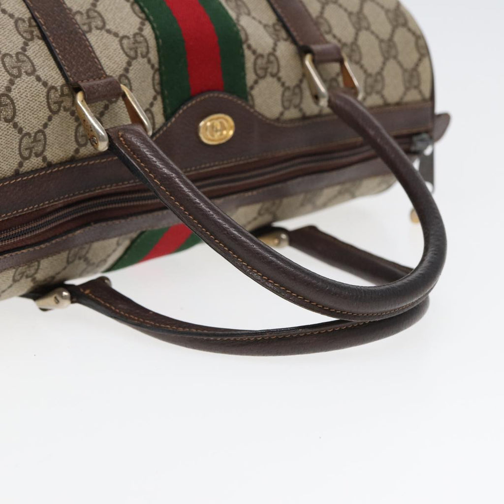 GUCCI GG Supreme Web Sherry Line Boston Bag PVC Beige Red 012 3842 78291