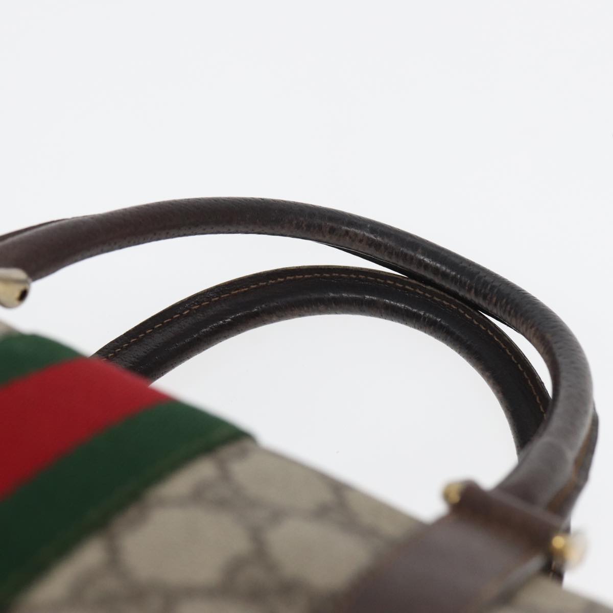 GUCCI GG Supreme Web Sherry Line Boston Bag PVC Beige Red 012 3842 78291