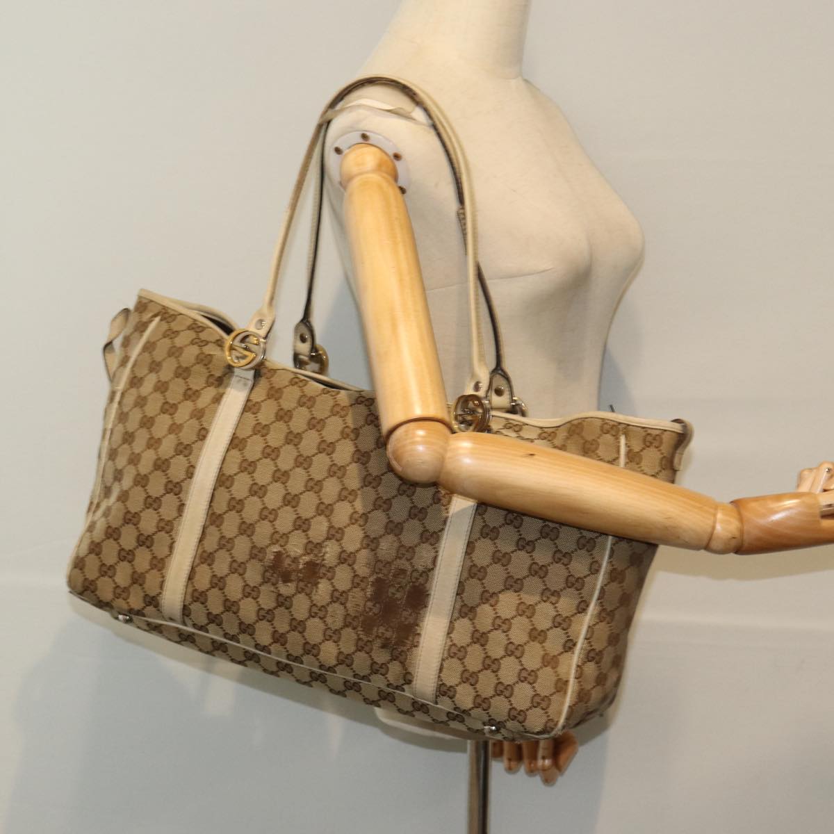 GUCCI GG Canvas Tote Bag Beige 232956 78299
