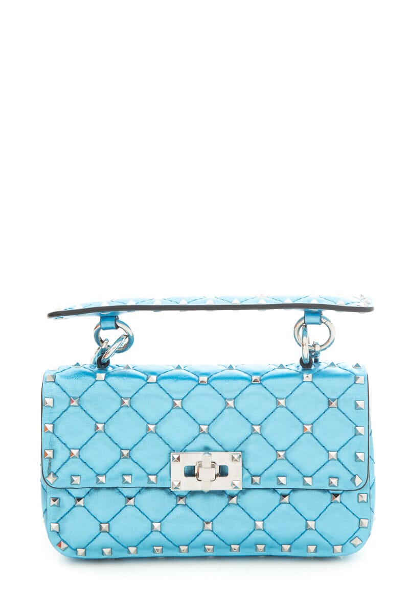 Valentino Garavani Blue Metallic Rockstud "Spike" Cross-Body