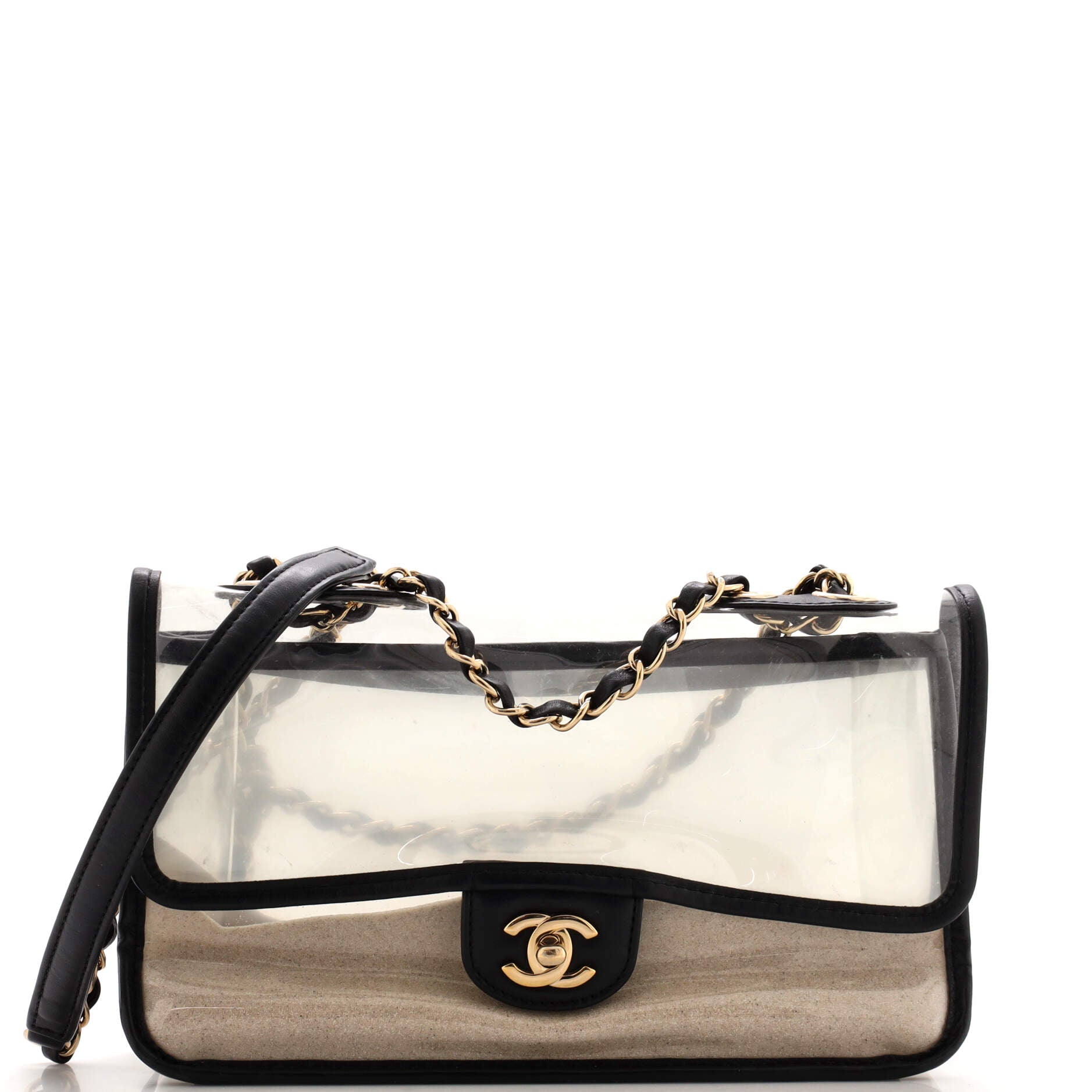 CHANEL Sand By The Sea Flap Bag PVC with Lambskin Medium