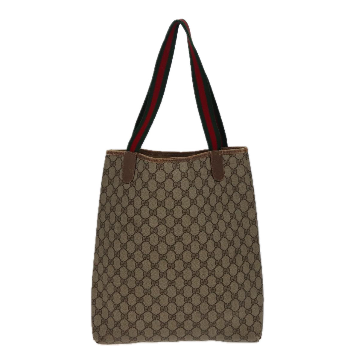 GUCCI GG Supreme Web Sherry Line Tote Bag PVC Beige Red 39 02 003 78340