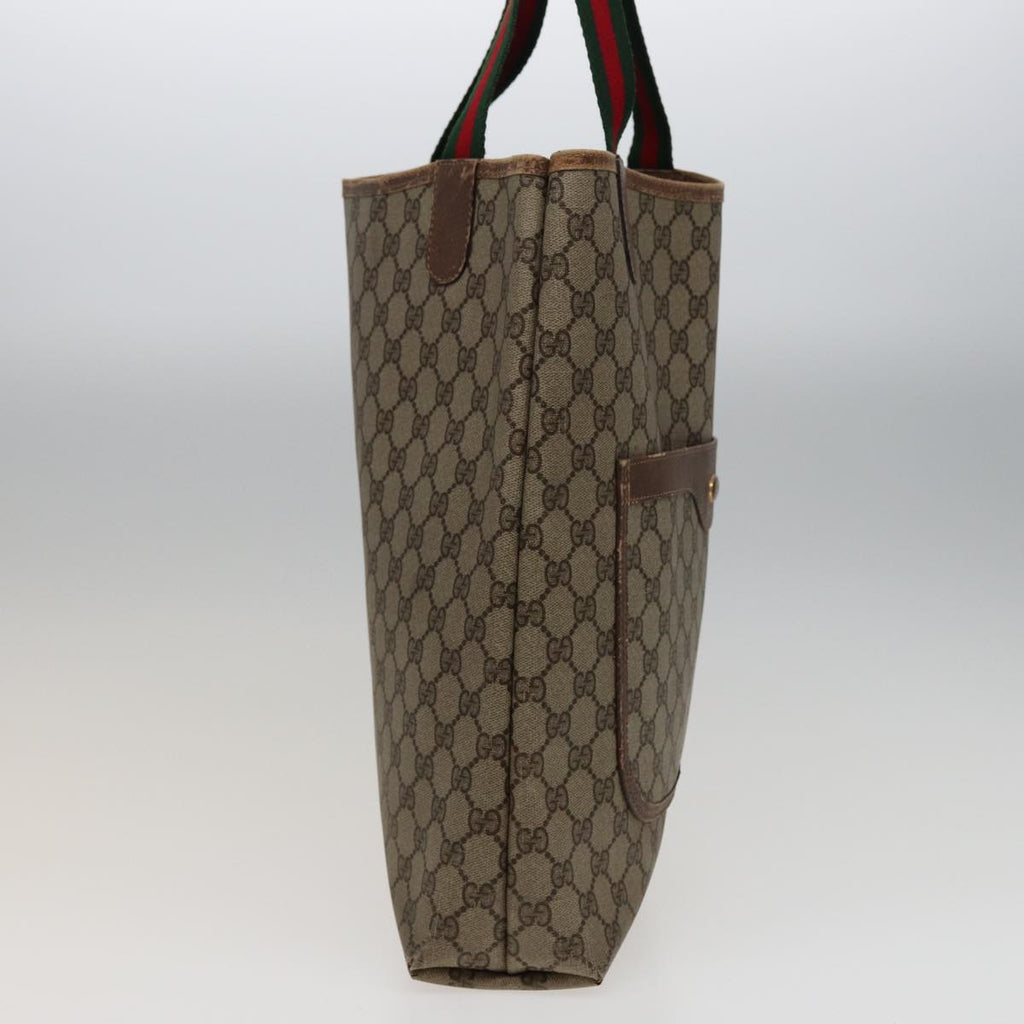 GUCCI GG Supreme Web Sherry Line Tote Bag PVC Beige Red 39 02 003 78340