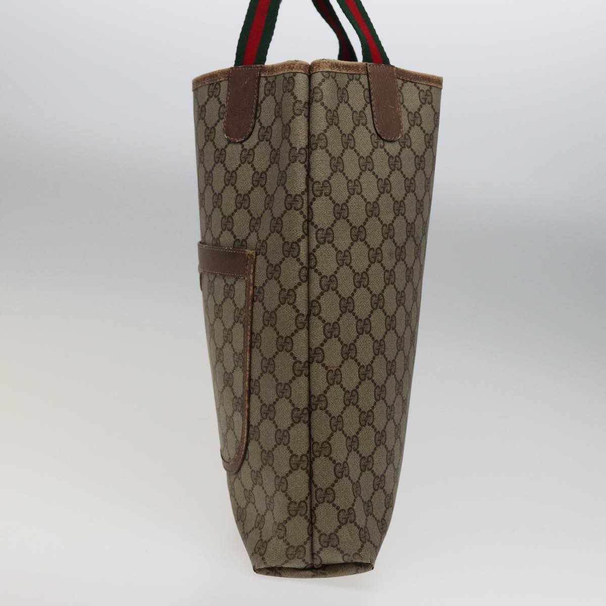 GUCCI GG Supreme Web Sherry Line Tote Bag PVC Beige Red 39 02 003 78340