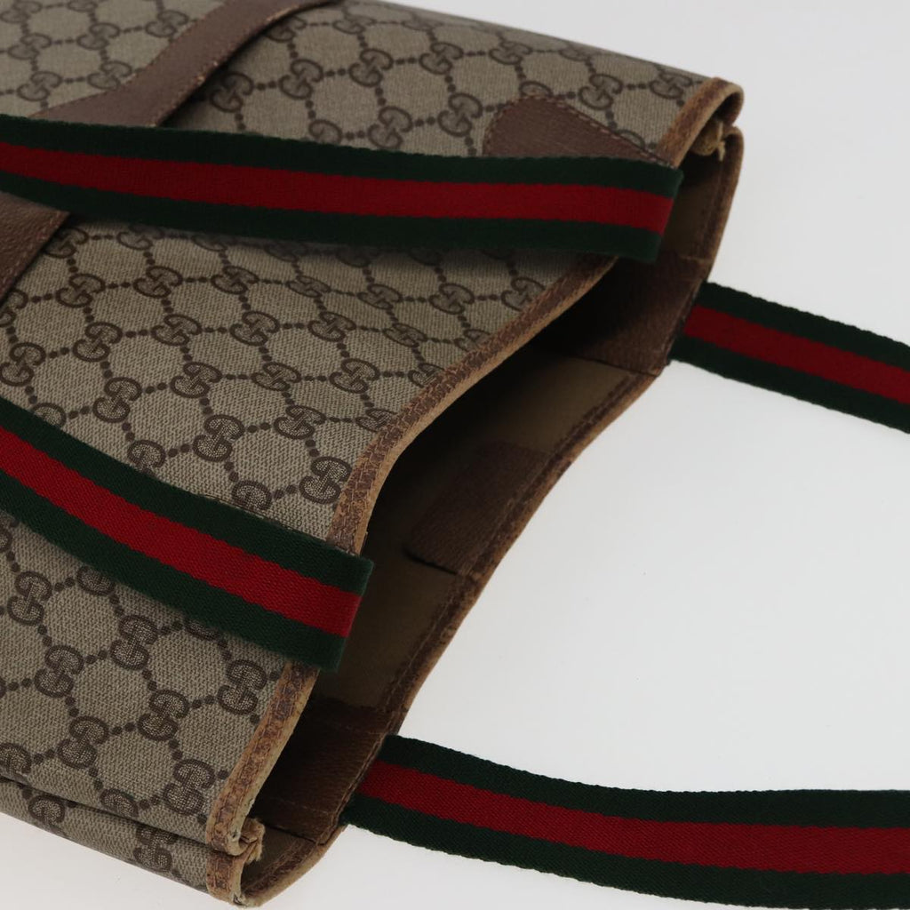 GUCCI GG Supreme Web Sherry Line Tote Bag PVC Beige Red 39 02 003 78340