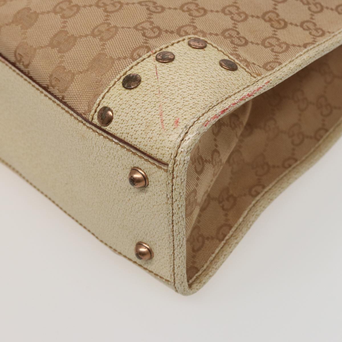GUCCI GG Canvas Hand Bag Beige 124260 78343