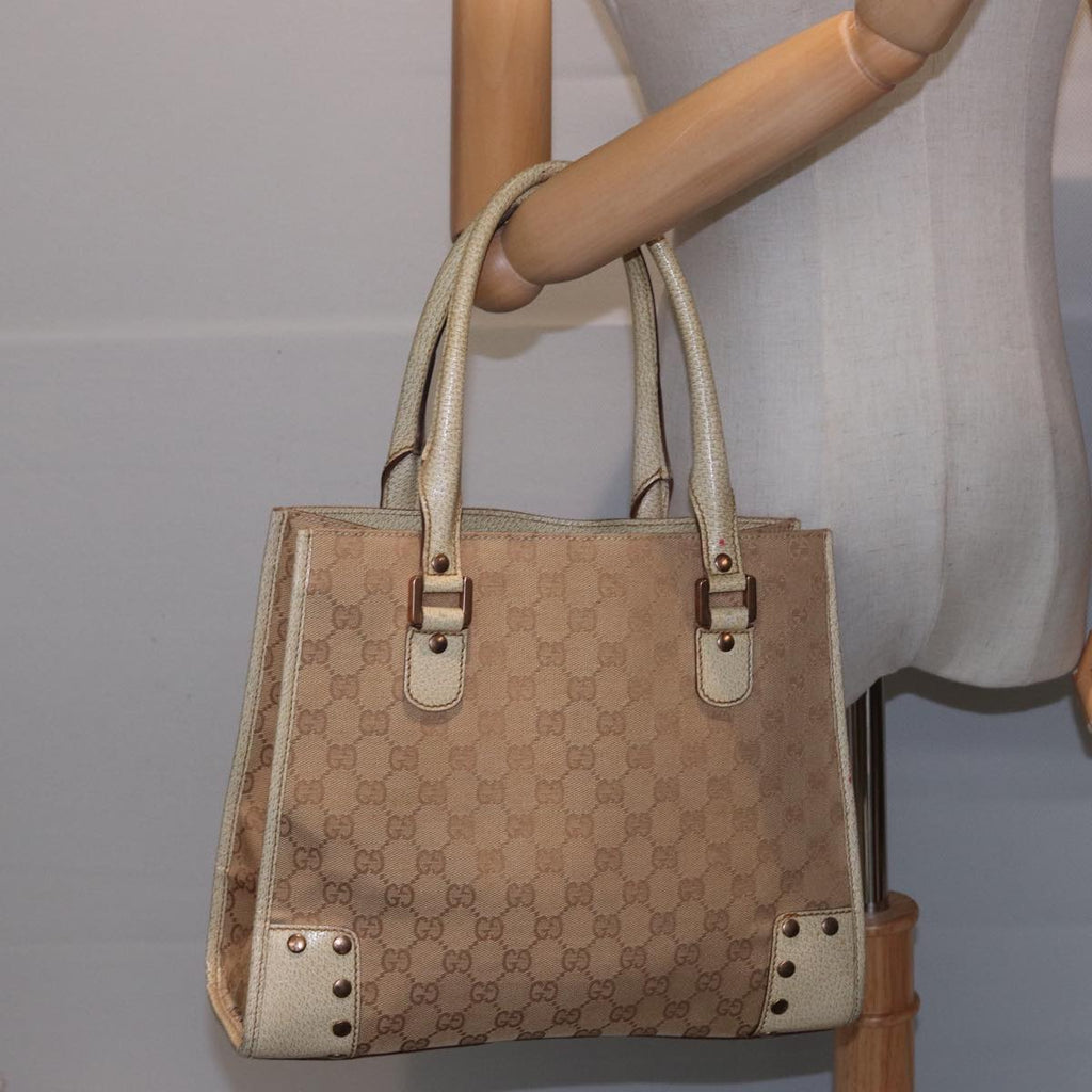 GUCCI GG Canvas Hand Bag Beige 124260 78343