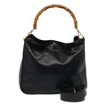 GUCCI Bamboo Shoulder Bag Leather 2way Black 001 1638 78346
