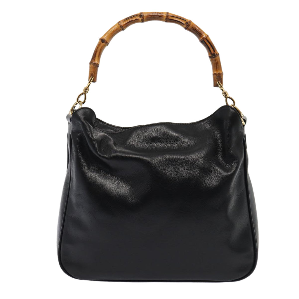 GUCCI Bamboo Shoulder Bag Leather 2way Black 001 1638 78346