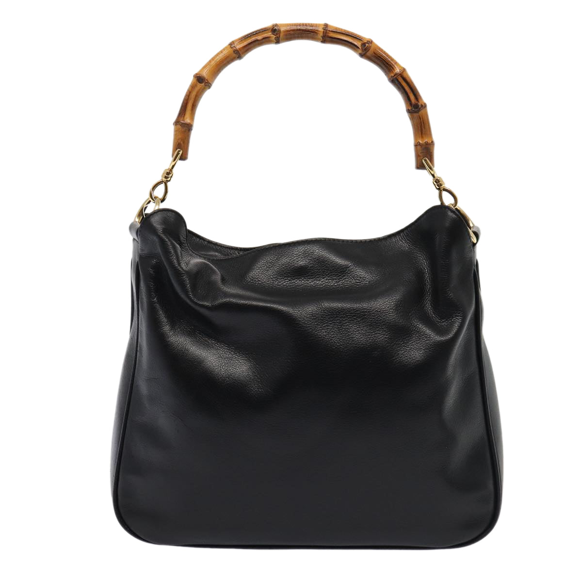 GUCCI Bamboo Shoulder Bag Leather 2way Black 001 1638 78346