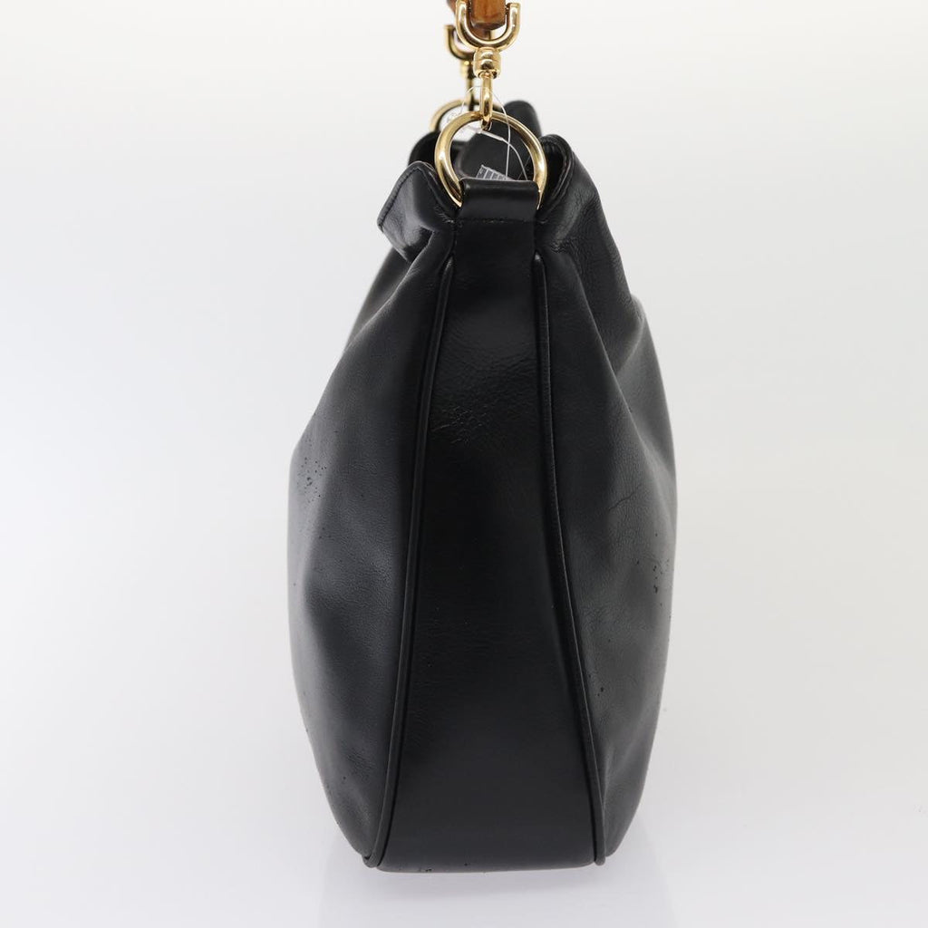 GUCCI Bamboo Shoulder Bag Leather 2way Black 001 1638 78346