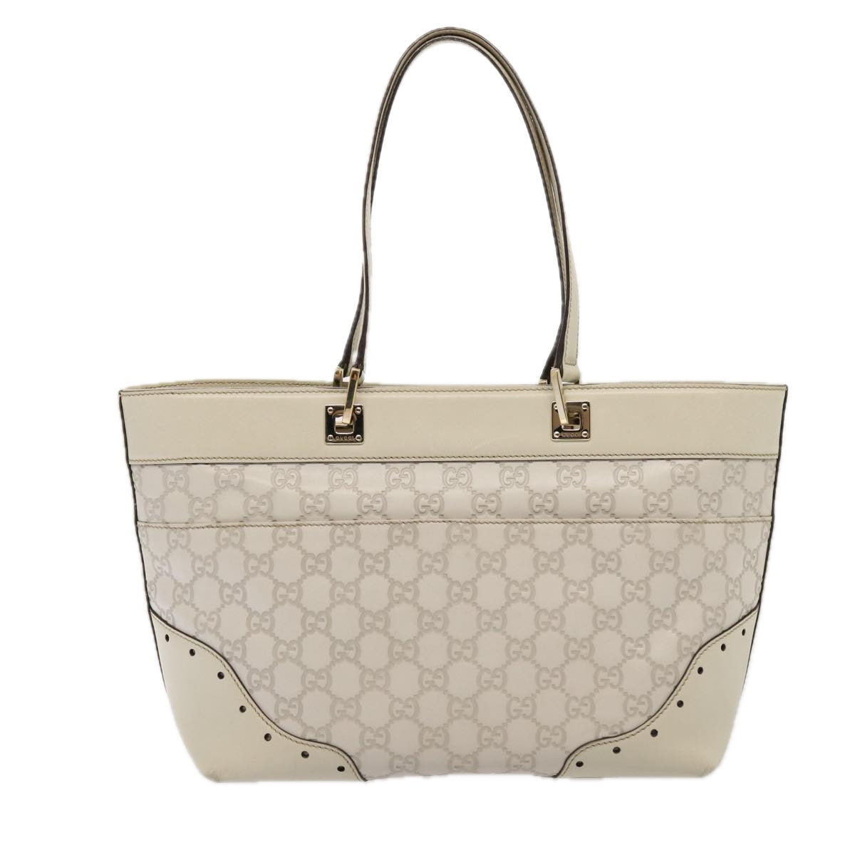 GUCCI GG Canvas Guccissima Tote Bag White 145993 78358