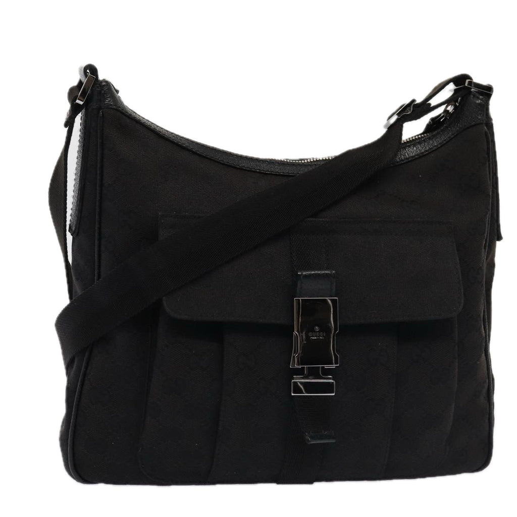GUCCI GG Canvas Shoulder Bag Black 131211 78361