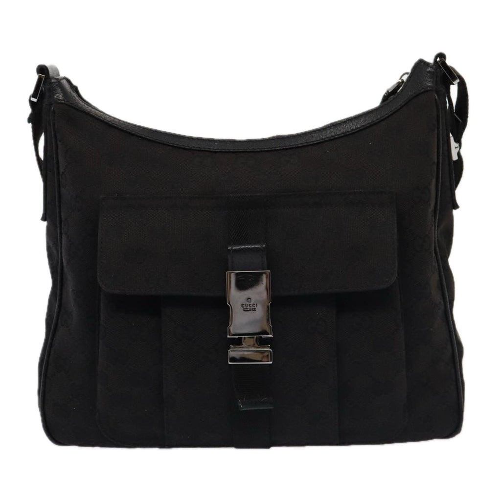 GUCCI GG Canvas Shoulder Bag Black 131211 78361