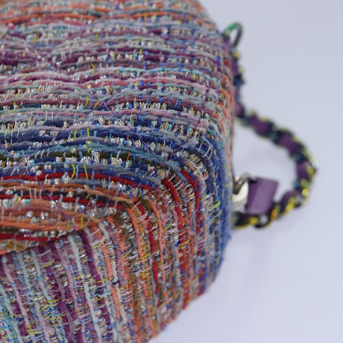 CHANEL Matelasse Chain Shoulder Bag Tweed Rainbow CC 78364S