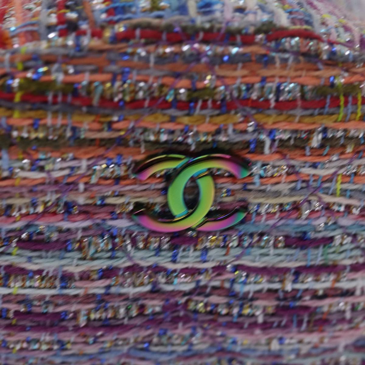 CHANEL Matelasse Chain Shoulder Bag Tweed Rainbow CC 78364S