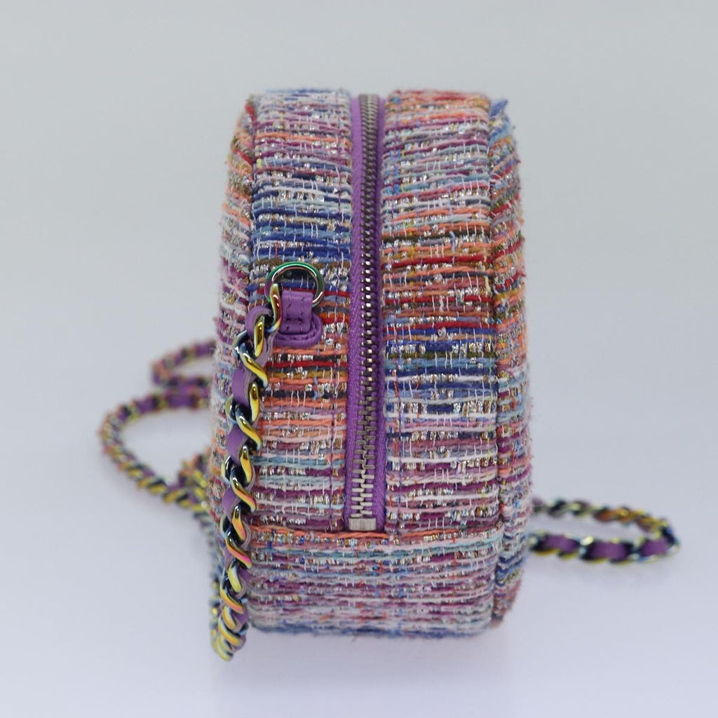 CHANEL Matelasse Chain Shoulder Bag Tweed Rainbow CC 78364S