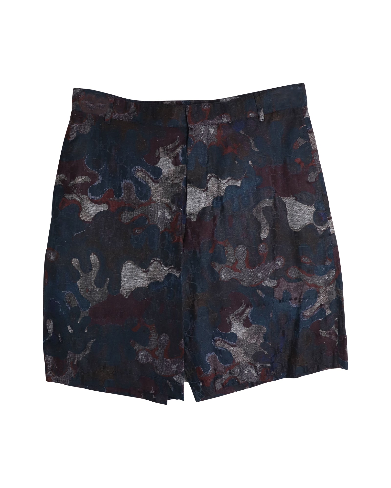 Dior x Peter Doig Oblique Camo Shorts in Multicolor Silk