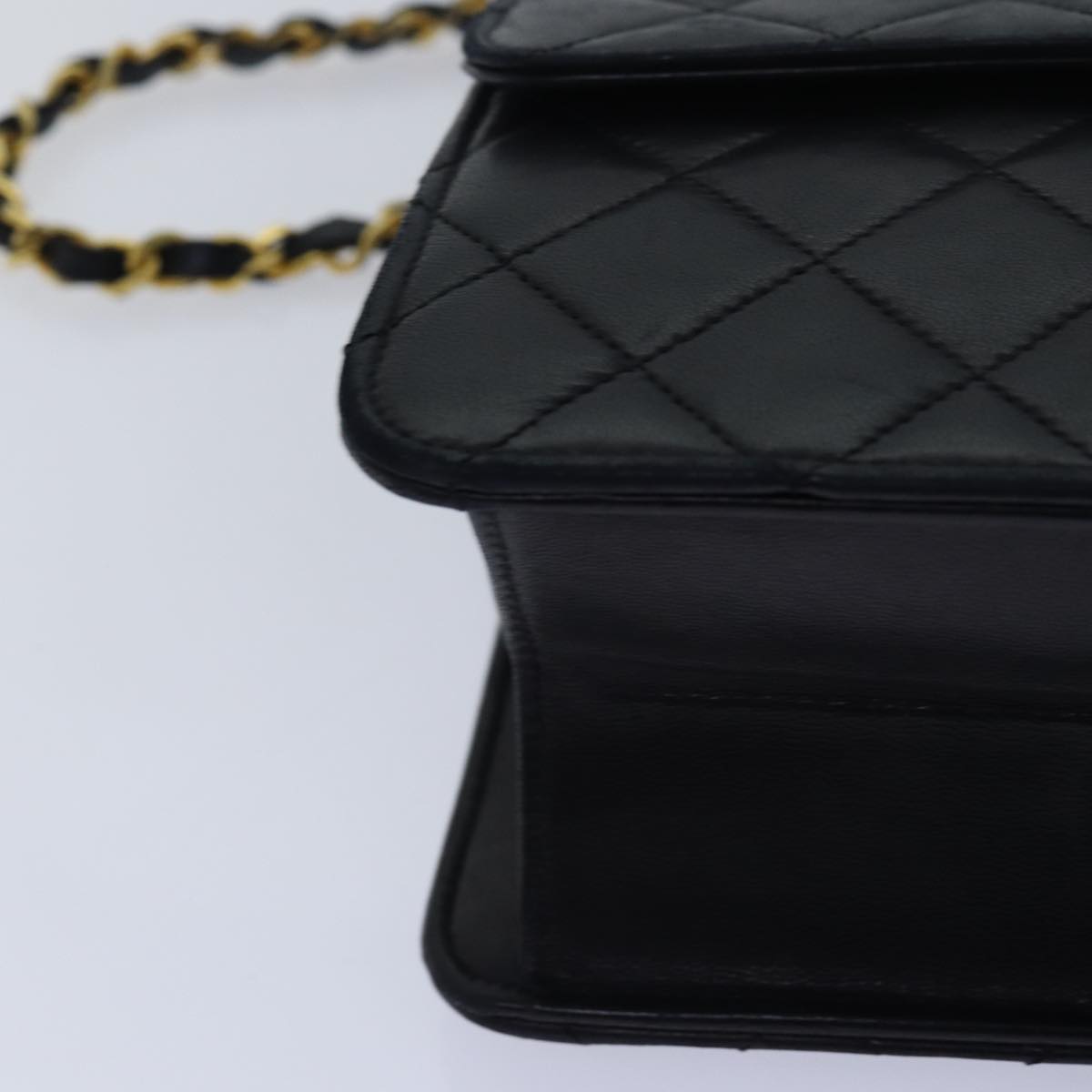 CHANEL Matelasse Chain Shoulder Bag Lamb Skin Black CC 78416