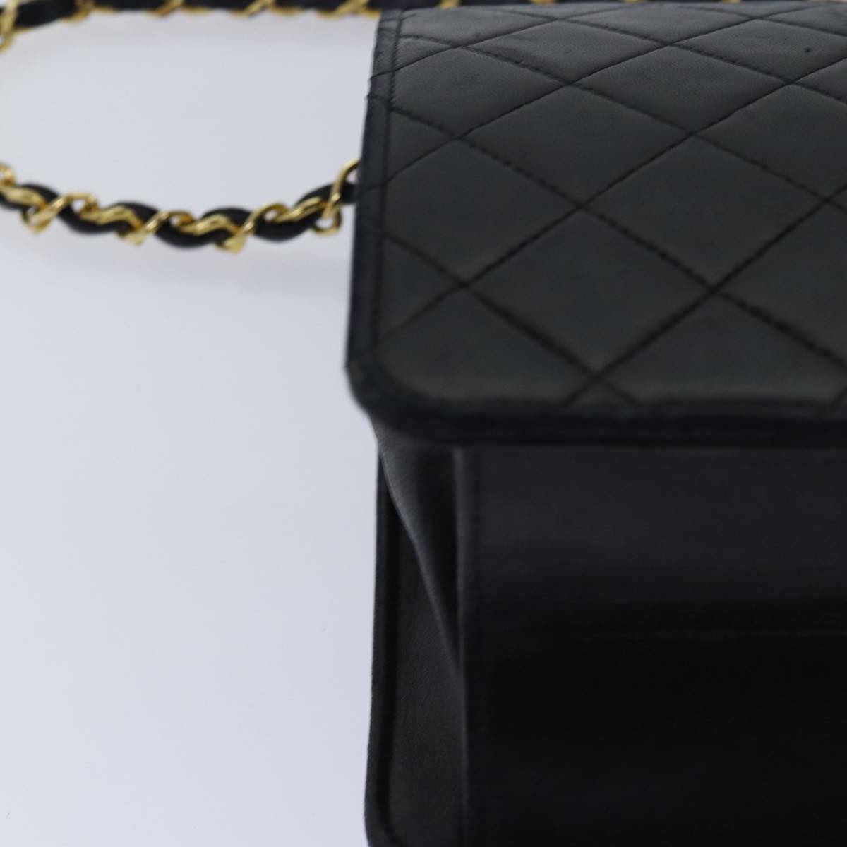 CHANEL Matelasse Chain Shoulder Bag Lamb Skin Black CC 78416