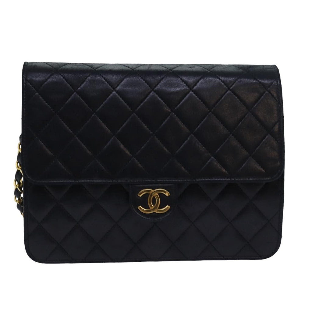 CHANEL Matelasse Chain Shoulder Bag Lamb Skin Black CC 78416