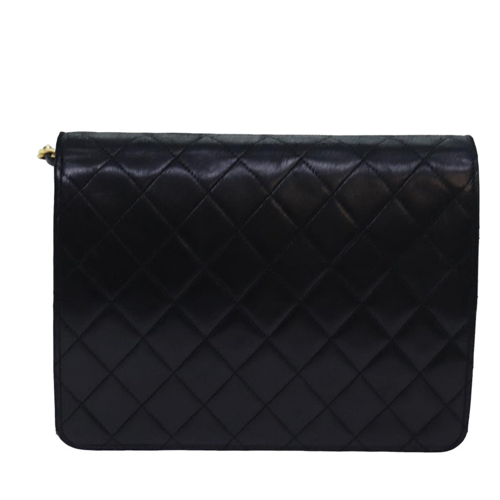 CHANEL Matelasse Chain Shoulder Bag Lamb Skin Black CC 78416
