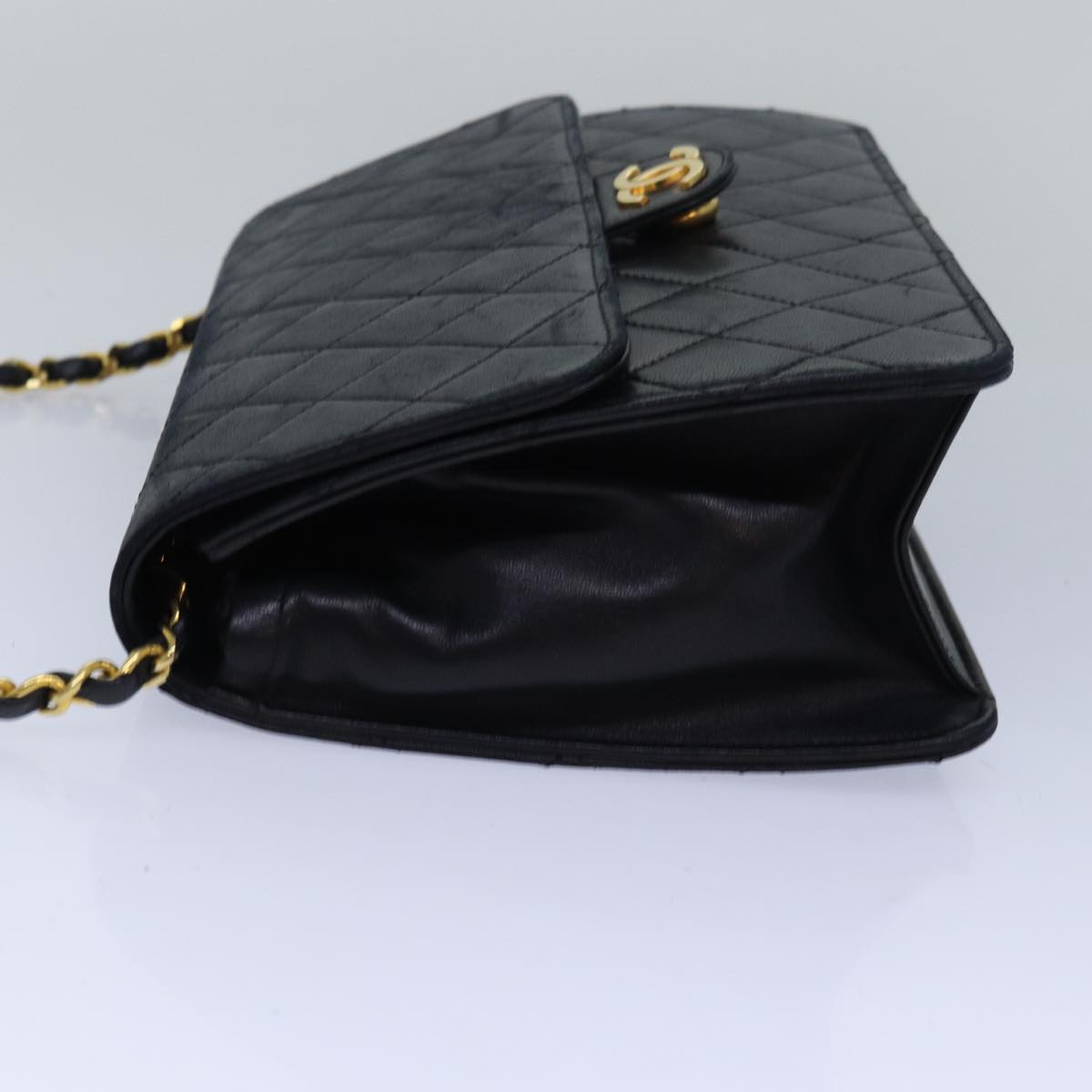 CHANEL Matelasse Chain Shoulder Bag Lamb Skin Black CC 78416