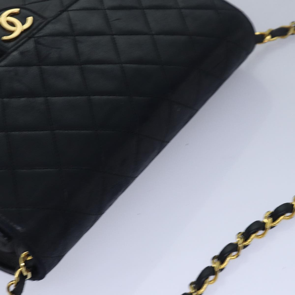 CHANEL Matelasse Chain Shoulder Bag Lamb Skin Black CC 78416