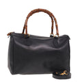 GUCCI Bamboo Mini Boston Bag Leather 2way Navy 78428