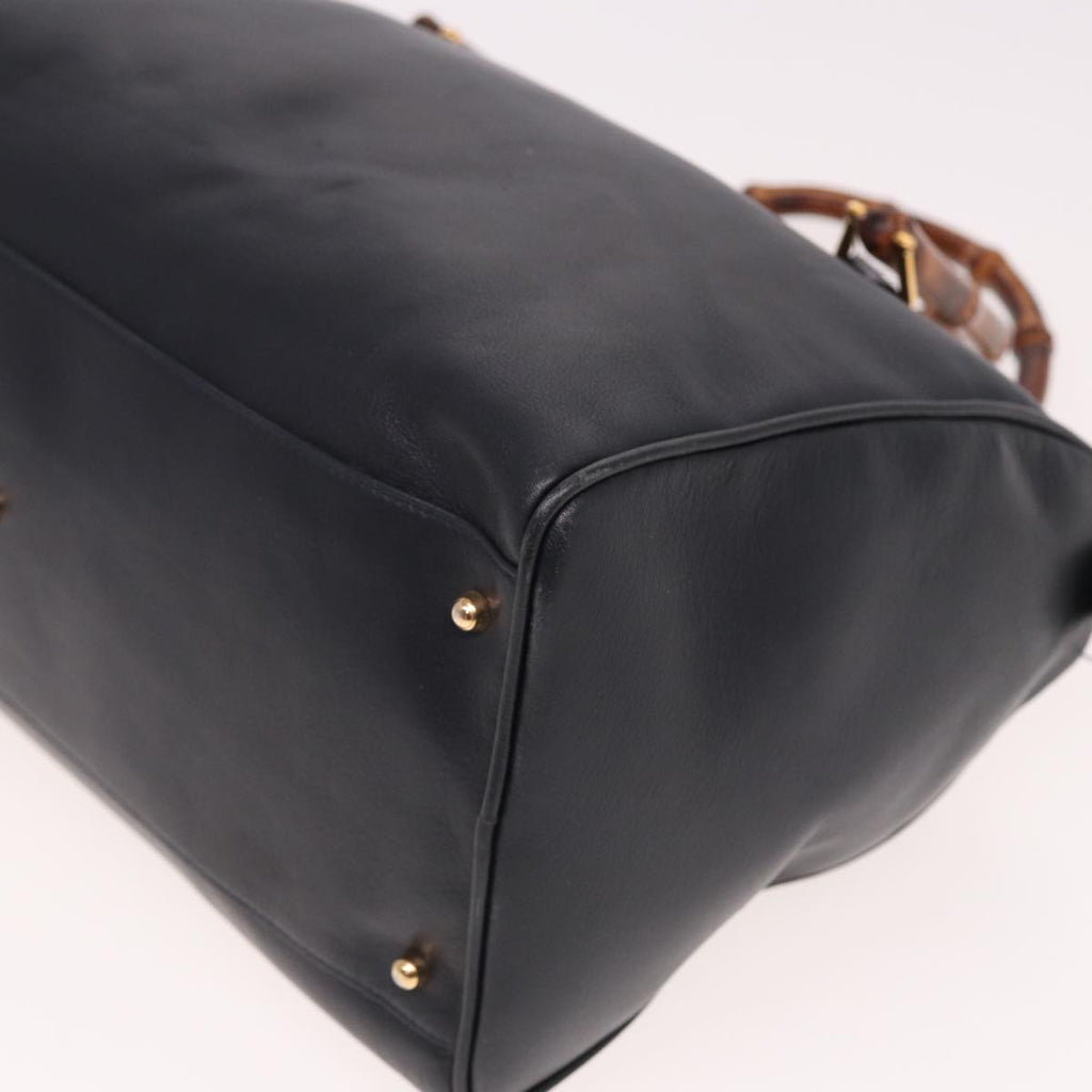 GUCCI Bamboo Mini Boston Bag Leather 2way Navy 78428