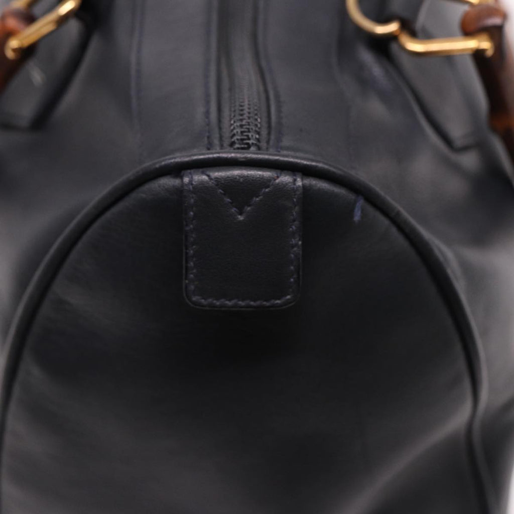 GUCCI Bamboo Mini Boston Bag Leather 2way Navy 78428