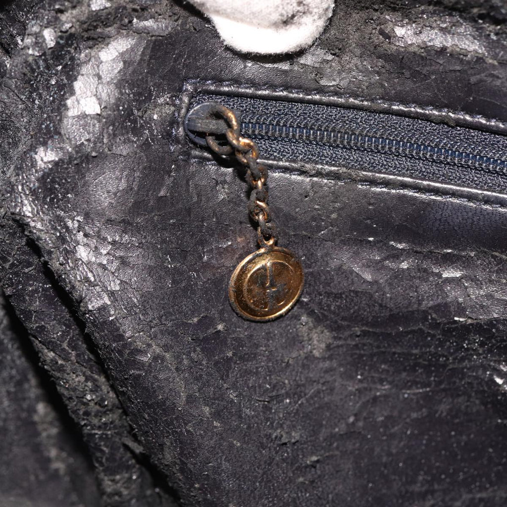 GUCCI Bamboo Mini Boston Bag Leather 2way Navy 78428