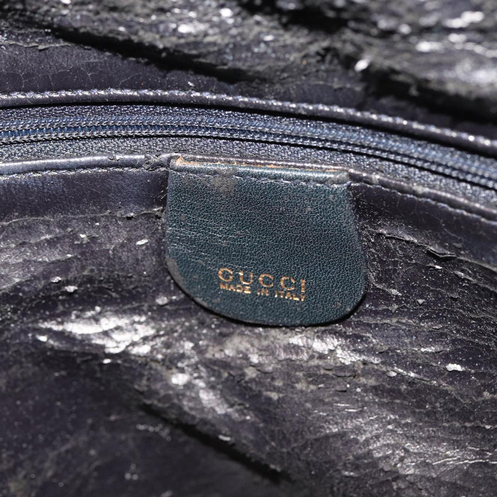 GUCCI Bamboo Mini Boston Bag Leather 2way Navy 78428