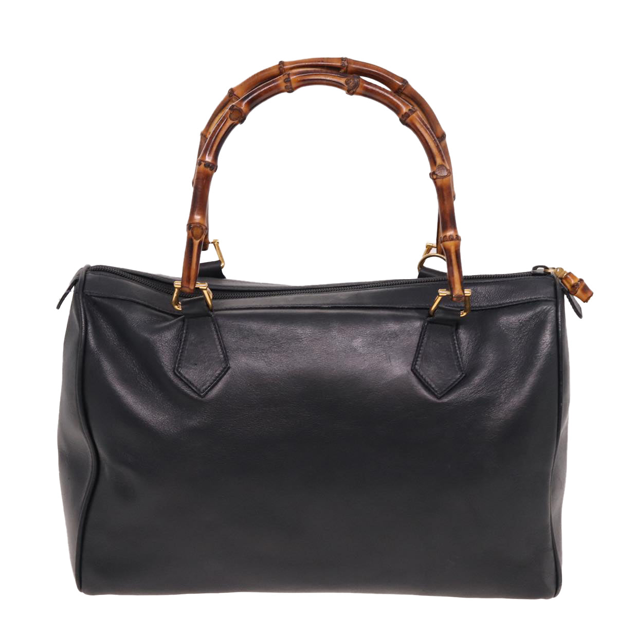 GUCCI Bamboo Mini Boston Bag Leather 2way Navy 78428