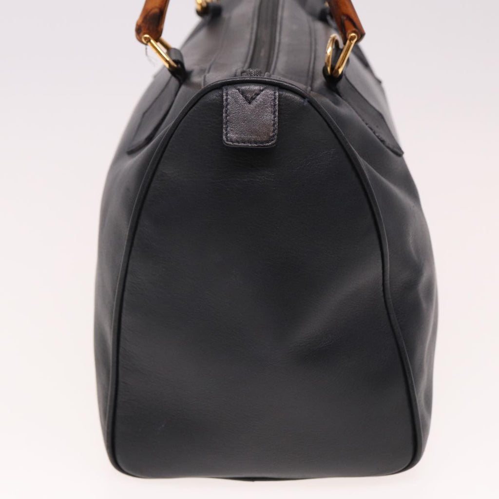 GUCCI Bamboo Mini Boston Bag Leather 2way Navy 78428