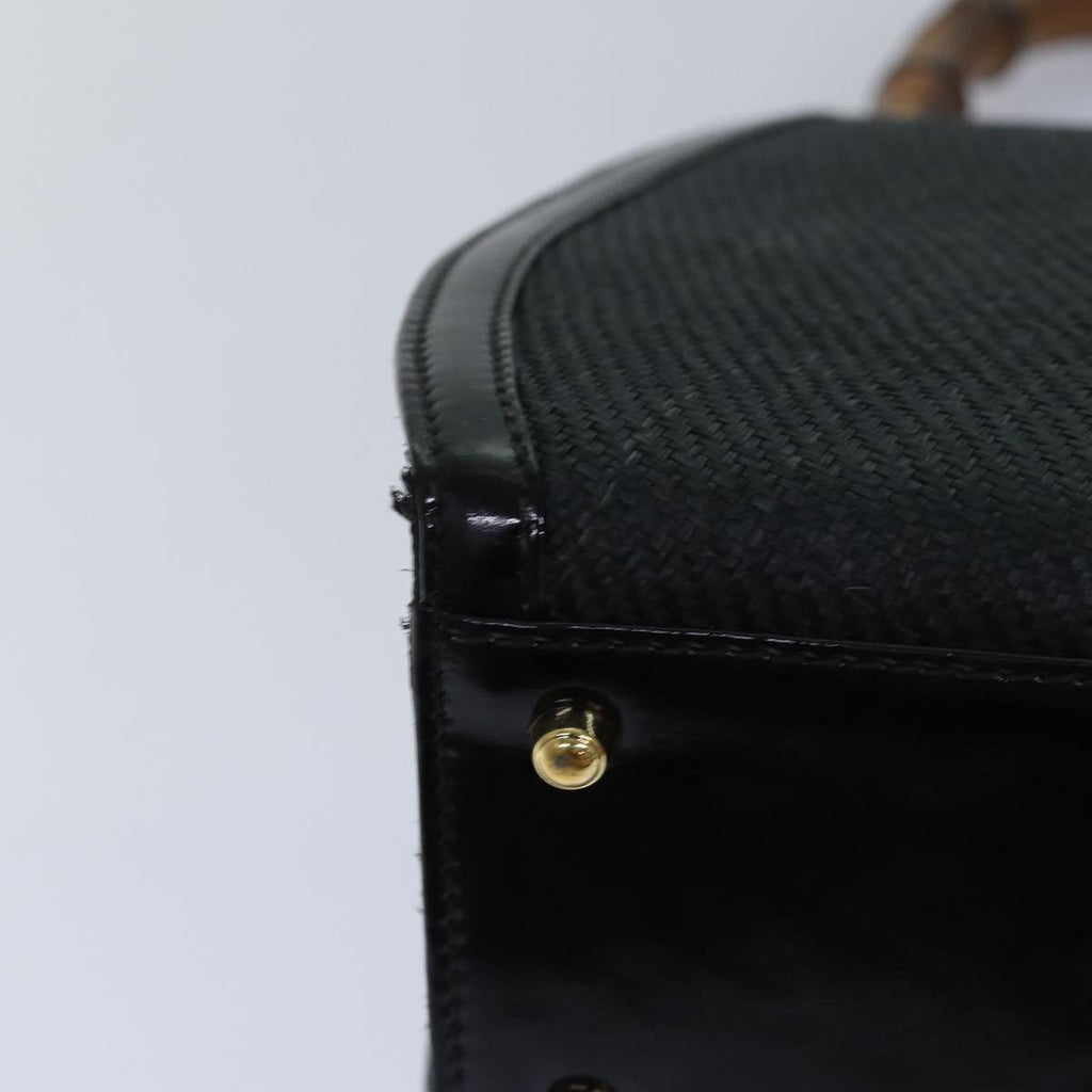 GUCCI Bamboo Hand Bag Straw Gray Black 000 46 0266 78429
