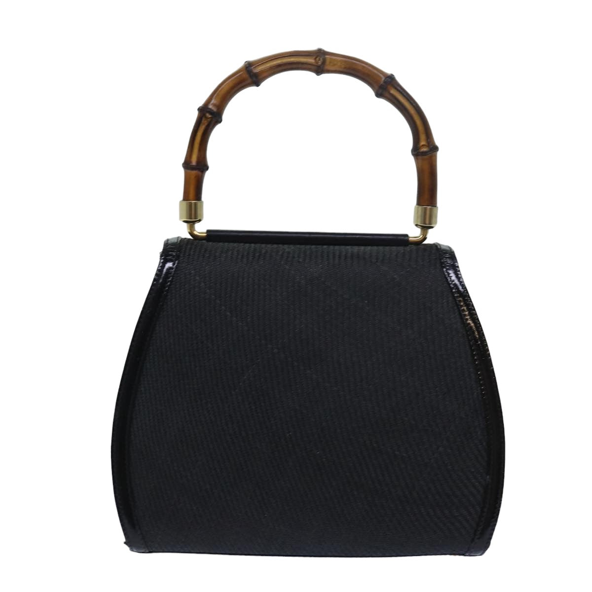 GUCCI Bamboo Hand Bag Straw Gray Black 000 46 0266 78429