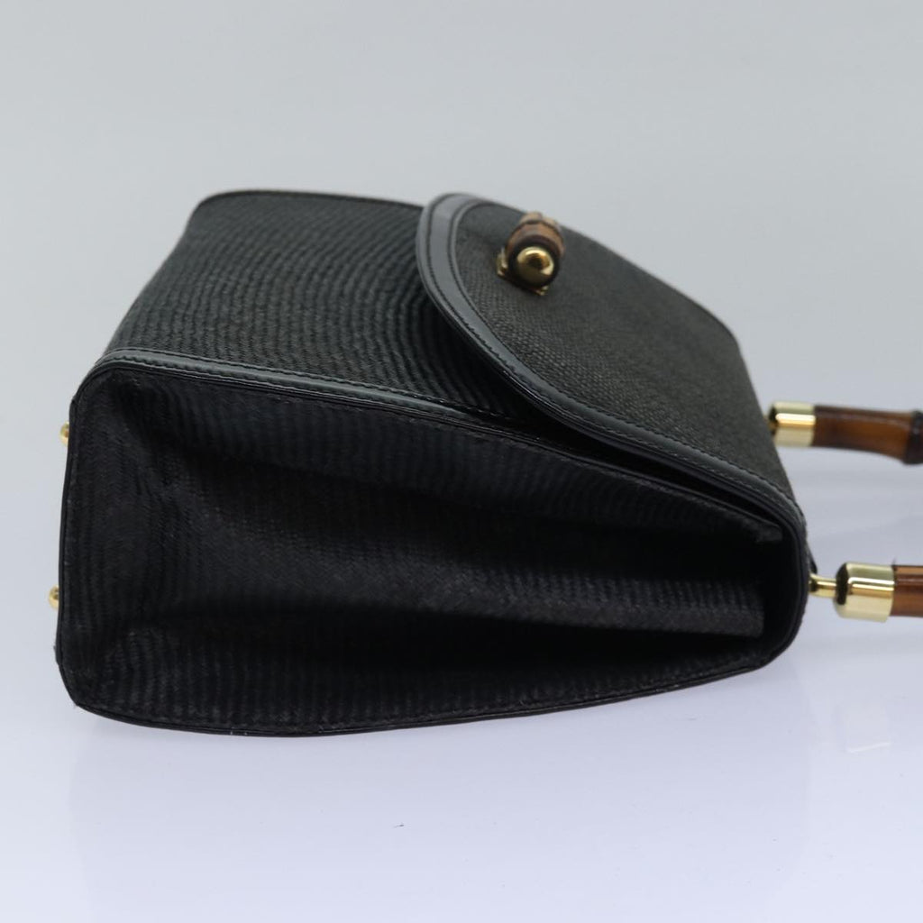 GUCCI Bamboo Hand Bag Straw Gray Black 000 46 0266 78429
