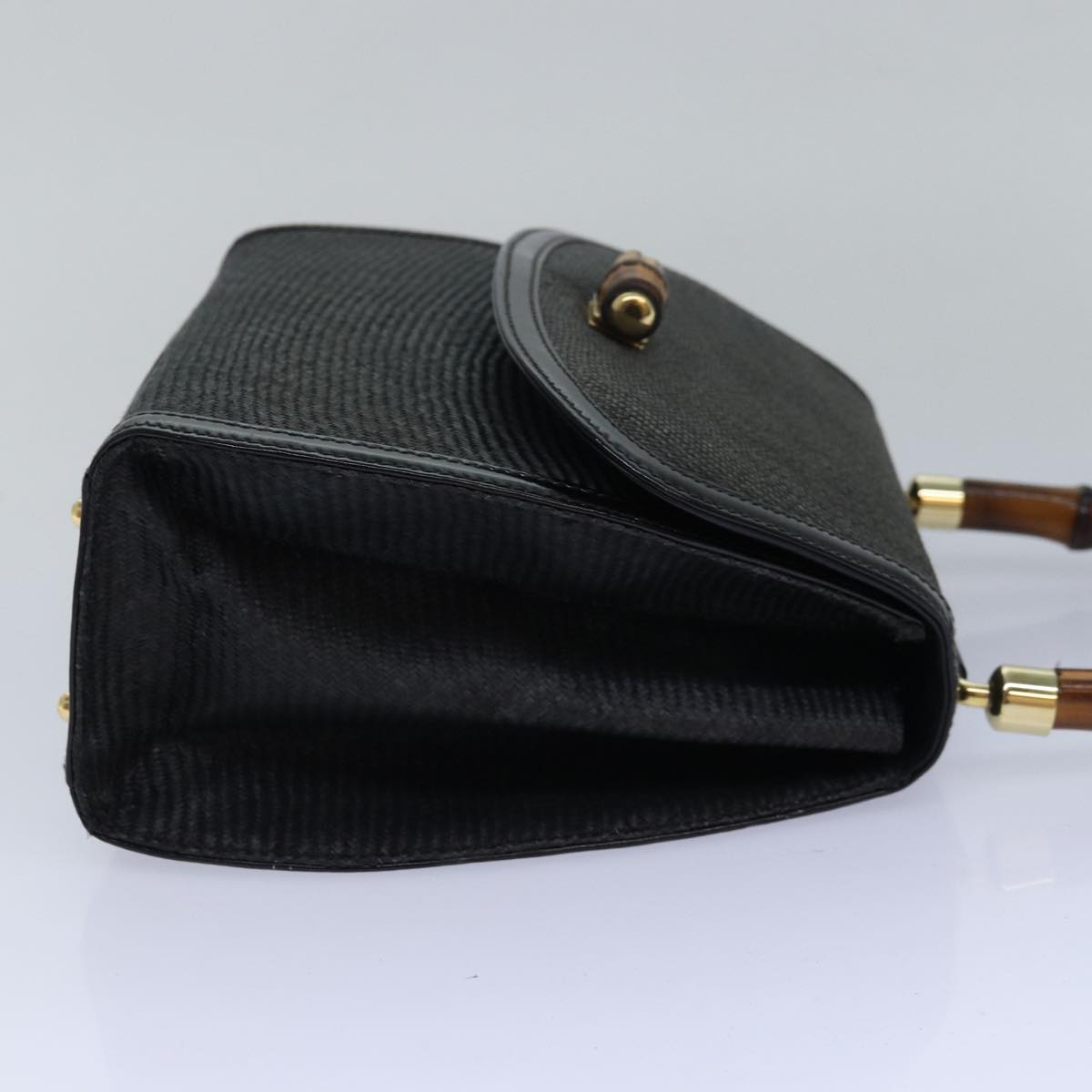 GUCCI Bamboo Hand Bag Straw Gray Black 000 46 0266 78429