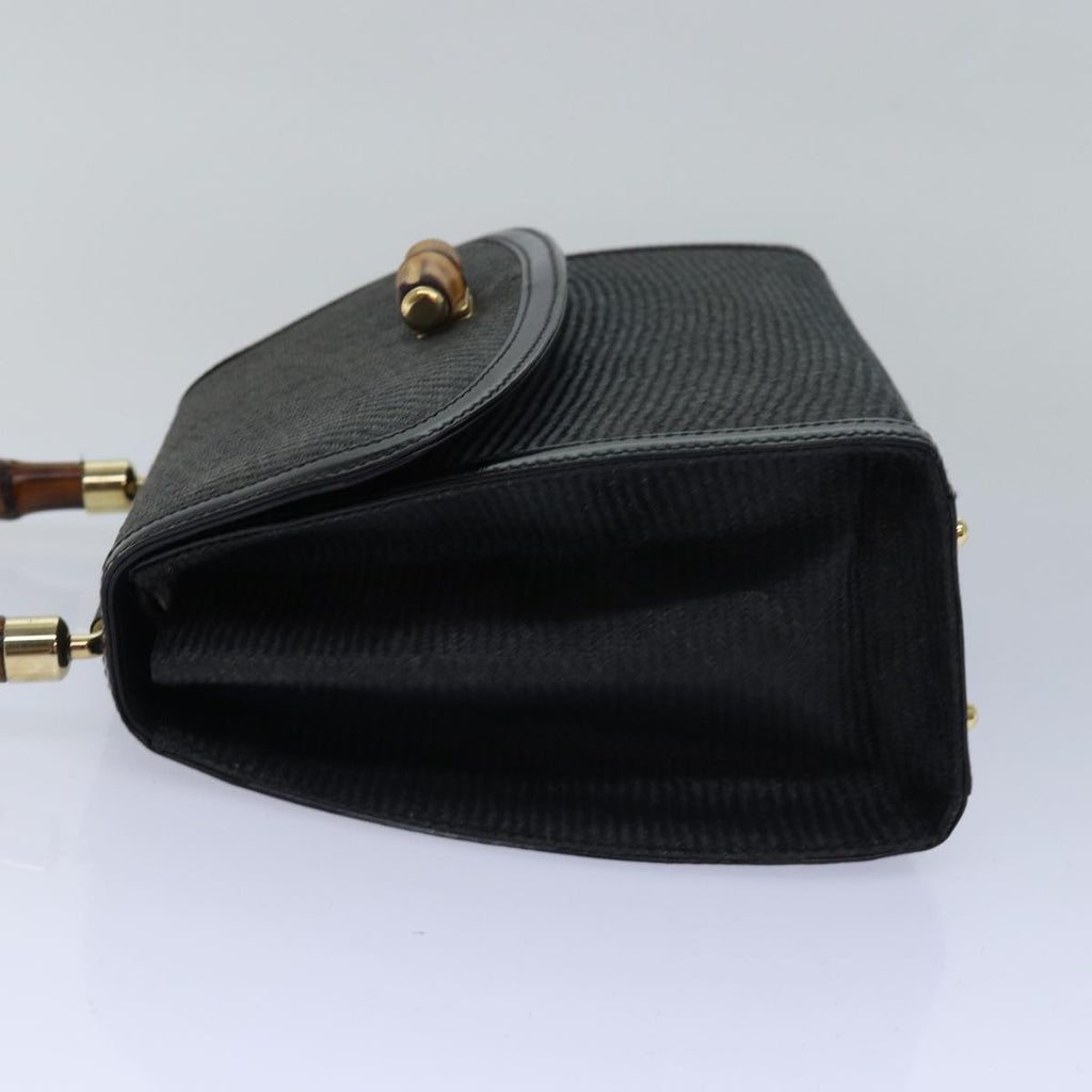 GUCCI Bamboo Hand Bag Straw Gray Black 000 46 0266 78429