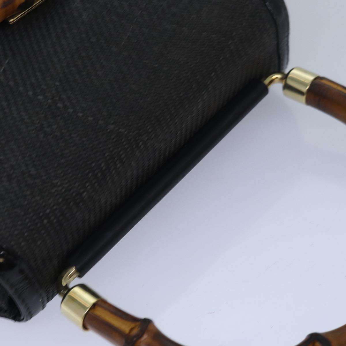 GUCCI Bamboo Hand Bag Straw Gray Black 000 46 0266 78429