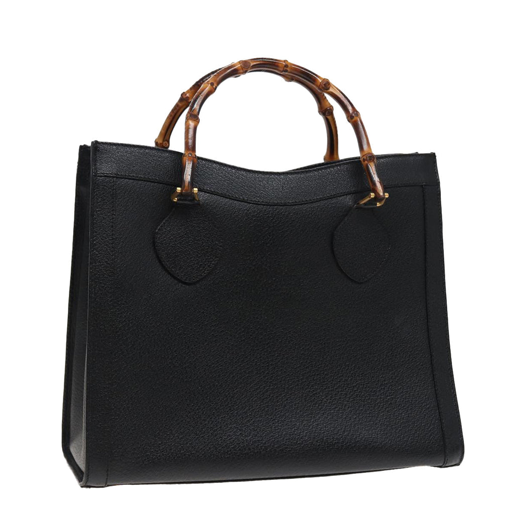 GUCCI Bamboo Hand Bag Leather Black 78439