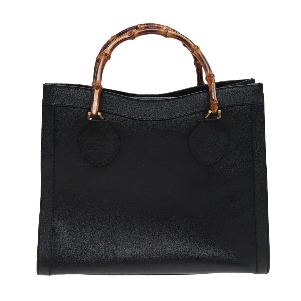 GUCCI Bamboo Hand Bag Leather Black 78439