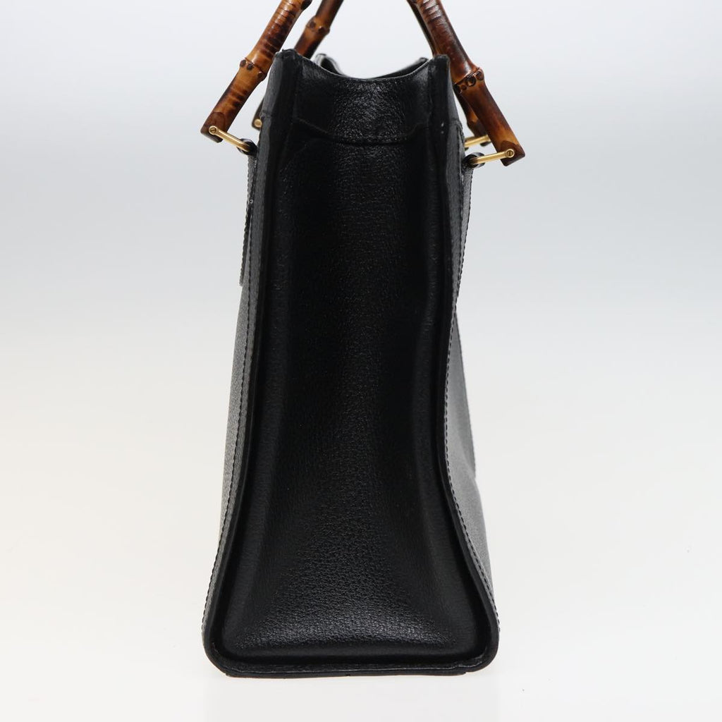 GUCCI Bamboo Hand Bag Leather Black 78439