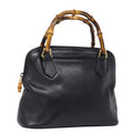 GUCCI Bamboo Hand Bag Leather Black 78440