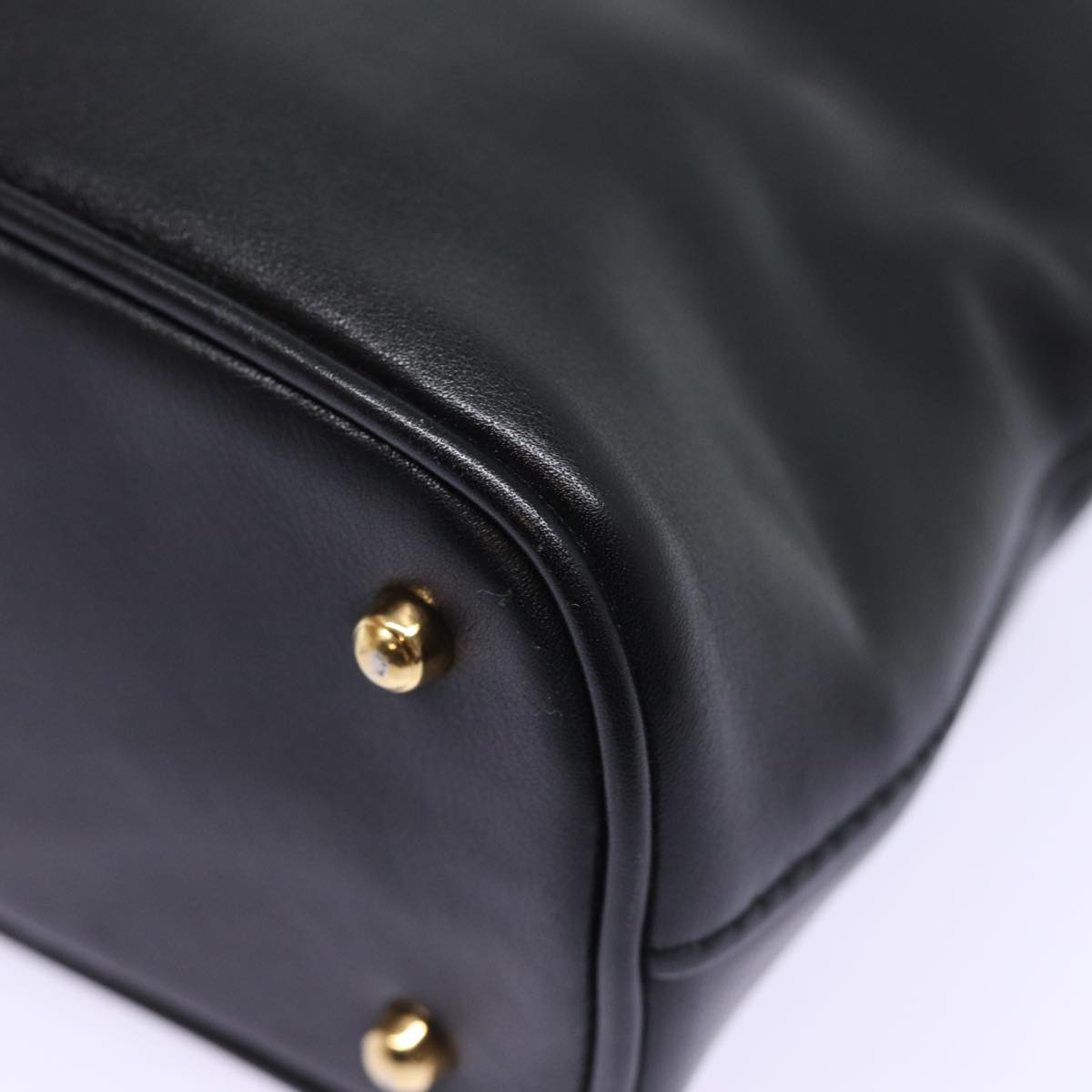 GUCCI Bamboo Hand Bag Leather Black 78440