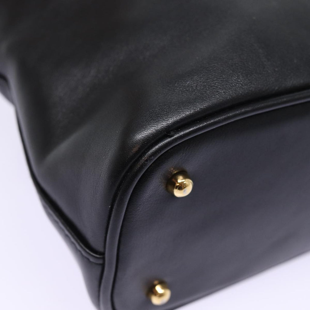 GUCCI Bamboo Hand Bag Leather Black 78440