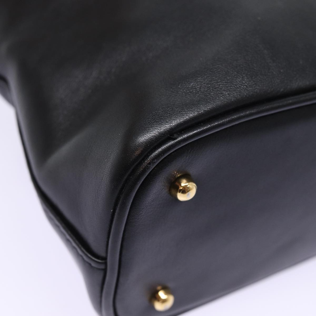 GUCCI Bamboo Hand Bag Leather Black 78440