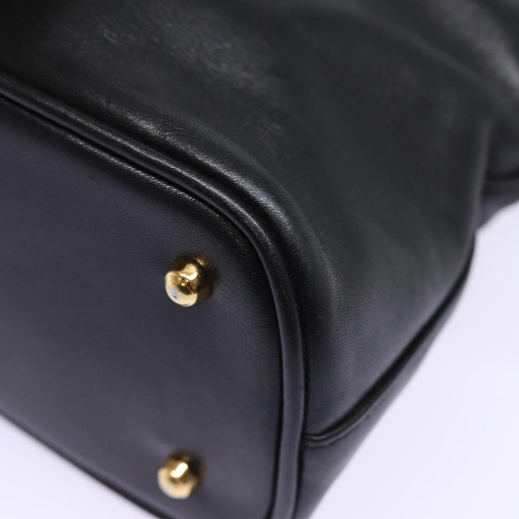GUCCI Bamboo Hand Bag Leather Black 78440